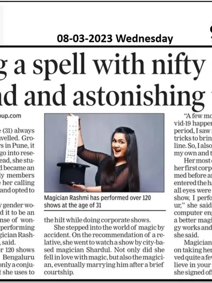 I was so honored to be featured in the Times of India for International Women's Day. The article talks about my journey as a female magician, from being a software engineer to performing for audiences across the country. It’s a moment I’m incredibly proud of.