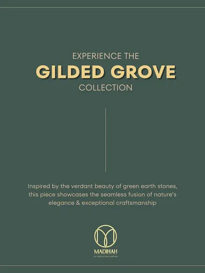 An introduction to the Gilded Grove Collection, inspired by the verdant beauty of green earth stones. This collection is designed for those seeking a wedding gift that is a seamless fusion of nature's elegance and exceptional craftsmanship.