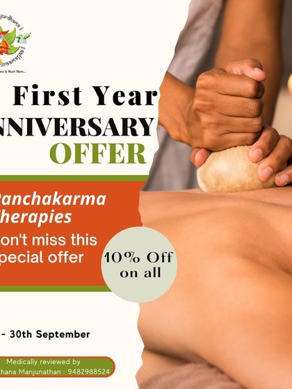 We celebrate our journey with special offers. This anniversary promotion features Sarvanga Abhyanga (full body massage) and Bashpa Sweda (herbal steam), a perfect combination for detoxification and relaxation.