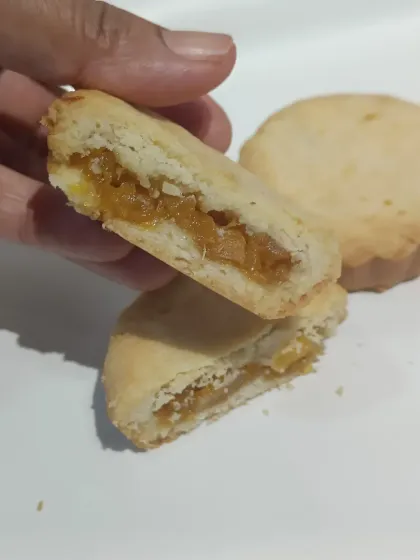 A new addition from my travels in flavour: Taiwanese Pineapple Pastry. It has a wonderfully flaky, buttery pastry filled with a sweet and tangy pineapple jam that I make in-house.