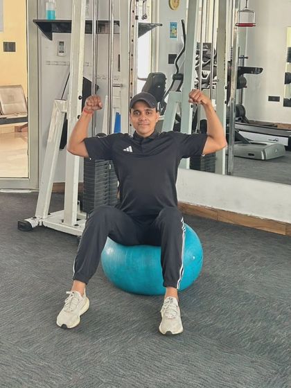 Combining balance with a show of strength. Core work is the foundation.