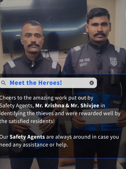 We celebrate the heroic work of our Safety Agents, Krishna and Shivjee. Their vigilance led to the identification and apprehension of thieves, showcasing the real-world effectiveness of our team in protecting communities.