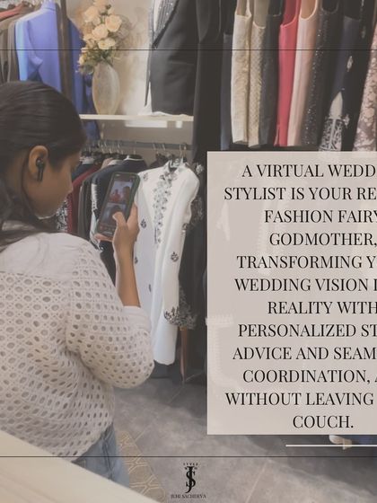 A virtual wedding stylist is your remote fashion fairy godmother. We transform your wedding vision into reality with personalized style advice and seamless coordination, all without you leaving your couch.