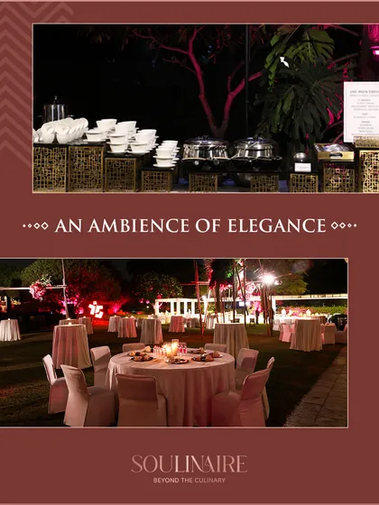 A collage showcasing an elegant outdoor ambiance for a corporate gathering. We transform any setting into a sophisticated space for celebration.