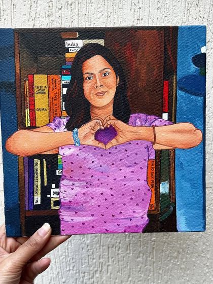 Turning a cherished photo into a hand-painted portrait is such a special way to preserve a memory. This acrylic on canvas piece is an example of the custom commission work we do, applying the same artistic principles we teach in our classes.