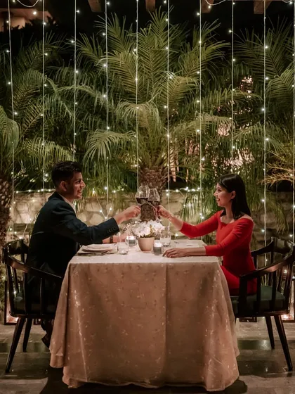 Create a timeless memory with a romantic dinner under a canopy of fairy lights. We specialize in crafting intimate moments like this, where you and your loved one can connect over exquisite food and fine wine in a magical, private setting.