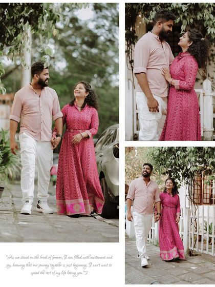 A collage of the couple walking down a charming street, their happiness evident in every frame.