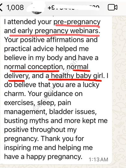 This student had PCOD since age 20 and was child-free by choice for 5 years. When she was ready, my webinars helped her have a normal conception and delivery at 32.