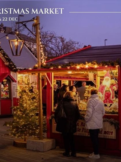 A classic European-style Christmas market setup. This image highlights the charming and traditional shopping experience we create for our guests during the festive season.