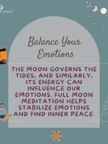 The moon governs the tides, and its energy can also influence our emotions. Full moon meditation helps stabilize emotions and find inner peace, as explained in this visual.