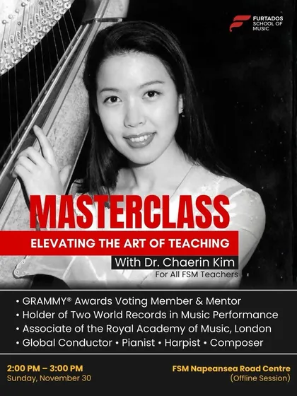 The quality of our education is rooted in the expertise of our educators. I ensure this by providing masterclasses with world-renowned artists like Dr. Chaerin Kim, a GRAMMY voting member and world-record holder, to continuously elevate our teaching standards.