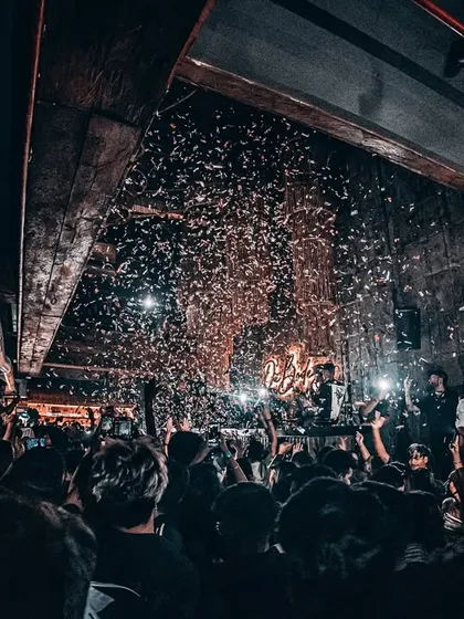 A shower of confetti over the dance floor at Da Bodega. We always go all out.