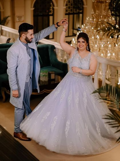 A beautiful shot of Kushank and Sparsh having their first dance as an engaged couple.