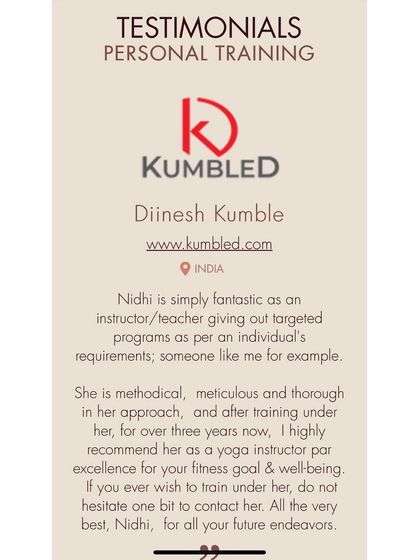 It's been a pleasure training Diinesh for over three years. His testimonial highlights my methodical approach to helping clients achieve their specific fitness and well-being goals.