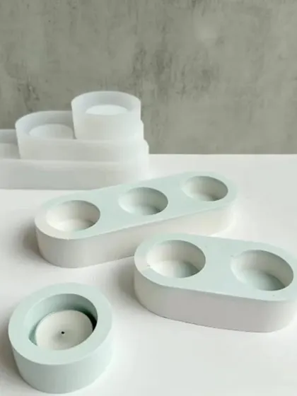 Here is another style of our multi-cavity T-light holder mould. The geometric design is modern and perfect for creating minimalist home decor pieces.