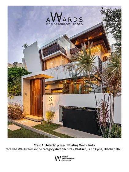 We are proud to have received a World Architecture Community Award for our 'Floating Walls' project. This recognition celebrates our dedication to creating innovative and contextually sensitive residential architecture.