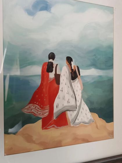 A framed student painting, showcasing how art can be a powerful tool for expressing emotions, a core part of our art therapy approach.