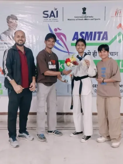 A moment of recognition for our athlete at the Asmita City League. We encourage participation in government-supported sports initiatives.