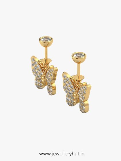 A detailed view of our sparkling butterfly hangings, which can be worn as studs or with a drop.