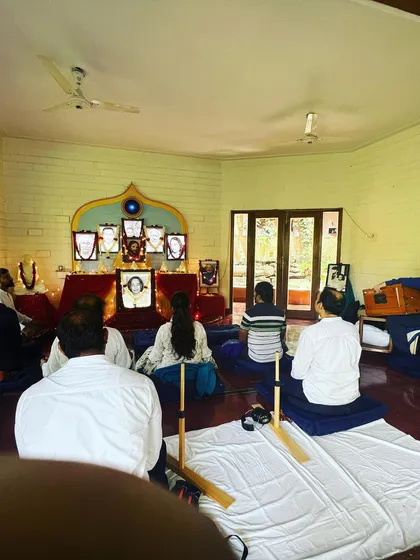 A photo capturing the serene atmosphere of our Christmas meditation at the retreat.