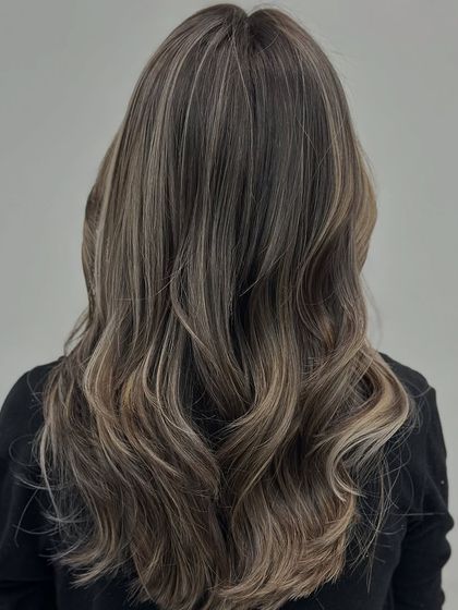 The back of the ash hair, showing how the highlights are distributed for a natural yet impactful look.