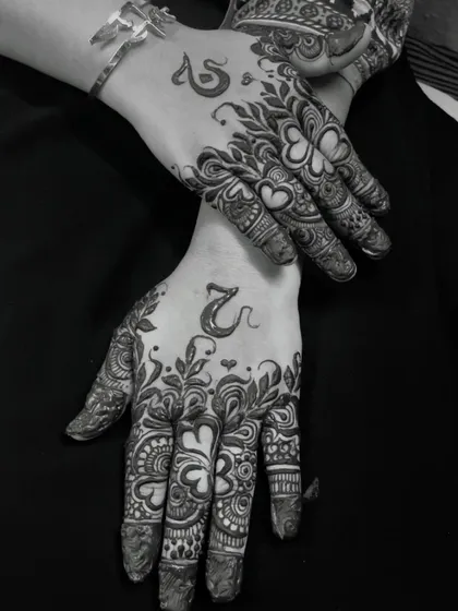 A black and white version of the personalized design, which really highlights the intricate patterns.