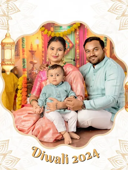 The complete family, happy and together for Diwali. These portraits are a wonderful way to mark the occasion and create a lasting memory.