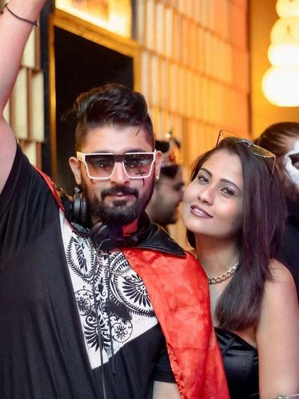 Dressed as a vampire DJ for the Halloween party. I always get into the theme of the night.