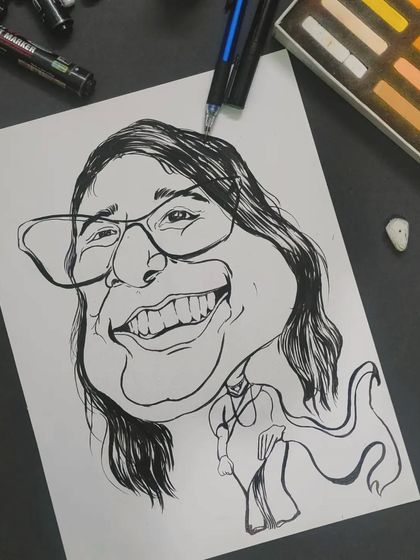 The first stage of a super-woman! This is the black and white line art, where I focus on capturing the powerful expression and flowing cape before adding color.