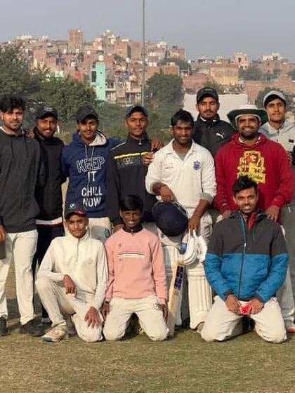 The Bright CC team after a dominant 10-wicket win against Times of India, showcasing our strength and depth.