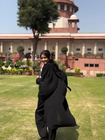 A candid moment outside the Supreme Court of India. My work often involves long hours and constant preparation, but the pursuit of justice is always worth it.