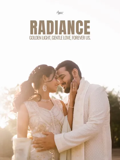 Bathed in the golden light of a Jaipur sunset, this intimate portrait of Manav and Prachi captures their gentle love and radiance. We focused on their close connection to create a warm and emotional photograph.