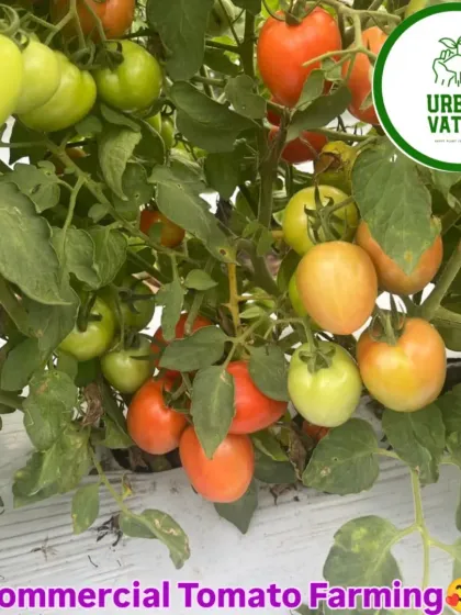 Our commercial tomato farming techniques involve using stakes or trellises to support the plants and keep fruit off the ground, ensuring a clean and healthy harvest.