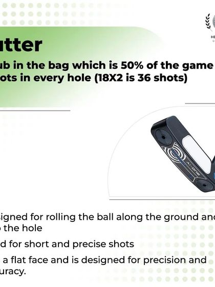 The Putter is designed for rolling the ball into the hole. It accounts for about 50% of your game, making a proper fit absolutely essential.