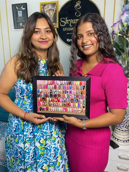 A close-up of the incredible variety of nail art designs my student created during her professional course.
