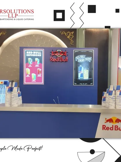 A look at our fully-stocked and branded Red Bull mobile bar setup, complete with custom menus for Red Bull Infusions.