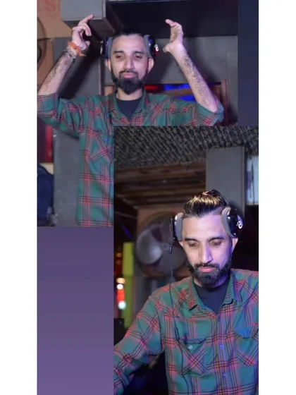 A fun collage of me posing with my headphones during a set.