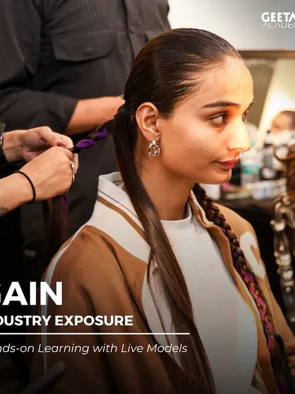 We provide our students with real industry exposure. Here they are gaining hands-on learning with live models at a flagship store launch.