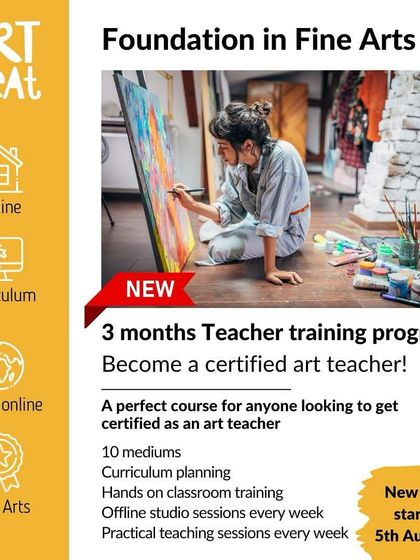 Become a certified art teacher with our 3-month teacher training program. This new course covers 10 mediums, curriculum planning, and gives you the hands-on experience you need.