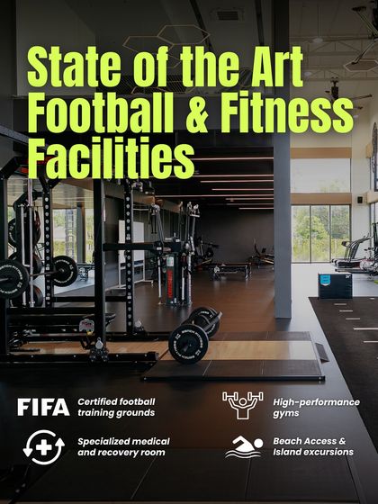 State-of-the-art facilities at our Thailand camp. This image showcases the FIFA-certified training grounds, high-performance gyms, and specialized medical and recovery rooms available to participants.