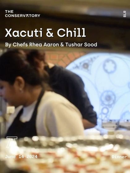 The poster for 'Xacuti & Chill', a Goan-themed dinner by Chefs Rhea Aaron and Tushar Sood, one of our 'Double Trouble' anniversary collaborations.