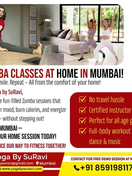 Sweat, smile, and repeat with our Zumba classes at home in Mumbai. We provide a certified instructor for a full-body workout filled with dance and music.
