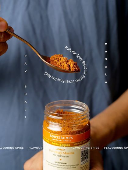 A spoonful of my authentic Bombay Pav Bhaji Masala, showcasing its rich texture and colour. This is a mother's blend, carefully ground to bring the heart of Mumbai street food to your table.