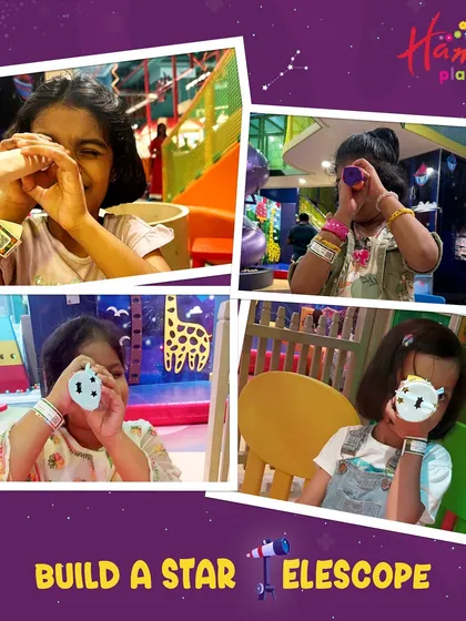 A collage of kids looking through the star telescopes they built themselves. This activity is a great way to get them excited about space and science.