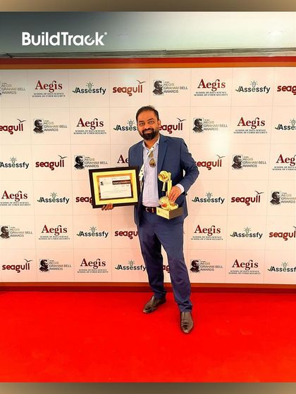 Proudly accepting the Aegis Graham Bell Award. This recognition validates our efforts to create innovative IoT solutions that have a real-world impact on building safety and management.