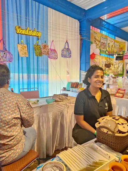 Here I am at our stall during the Kukdukoo Fest. It was a whirlwind three days, but I am so grateful for the experience and the chance to bring our creative activities to a new city.
