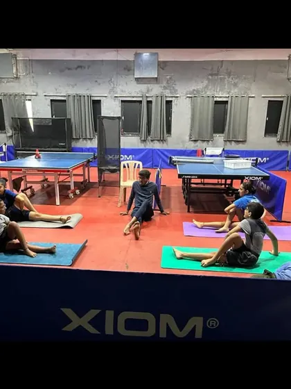Our players in a yoga session. Yoga is crucial for athletes as it improves flexibility, balance, and mental strength, helping to prevent injuries and maintain focus during long matches.