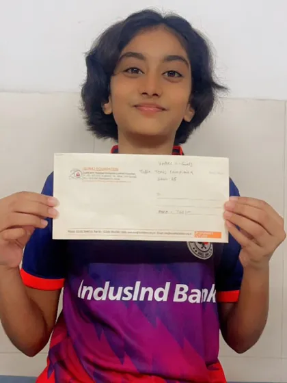 Mahika Susvirkar holds her prize after winning back-to-back bronze medals in the Under-11 category at Maharashtra State Ranking events.