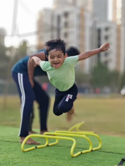Pure joy in movement. This little champion flies over the hurdles, developing agility and power while having the time of his life.