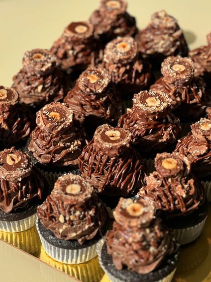 Another shot of our irresistible Ferrero Nutella cupcakes, looking perfect and ready to be devoured.